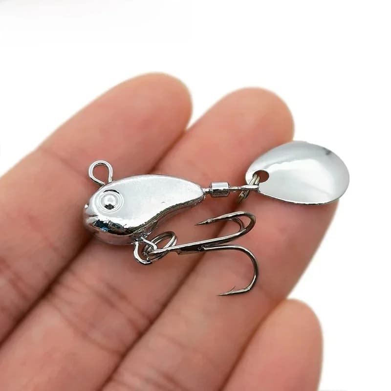 OUTKIT métal Mini VIB avec cuillère leurre de pêche 8.5g hiver glace matériel de pêche broche manivelle Vibration Spinner appât coulant