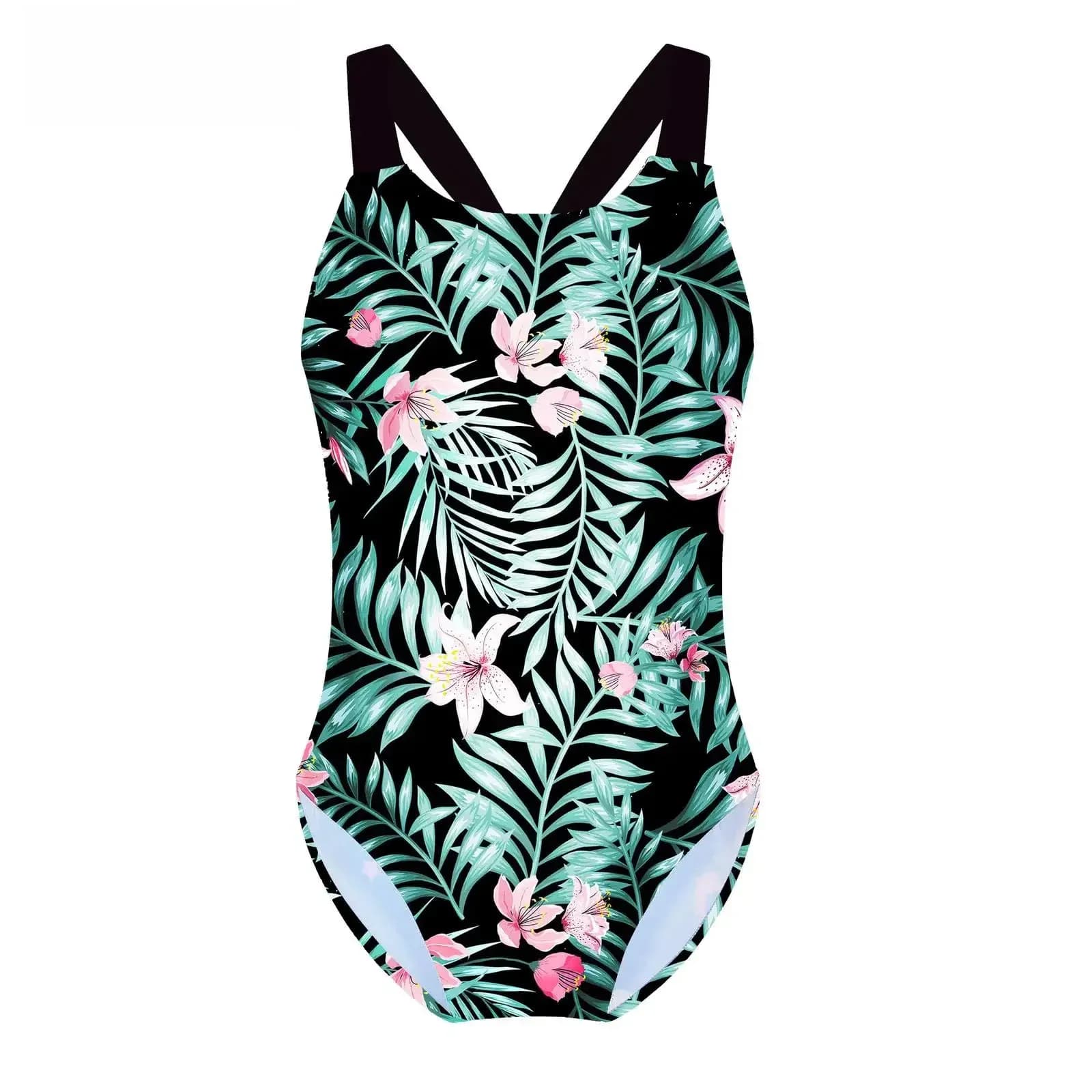 Maillot de bain une pièce pour petites et grandes filles, motif de dessin animé imprimé, vêtements de plage pour enfants, 4-16 ans
