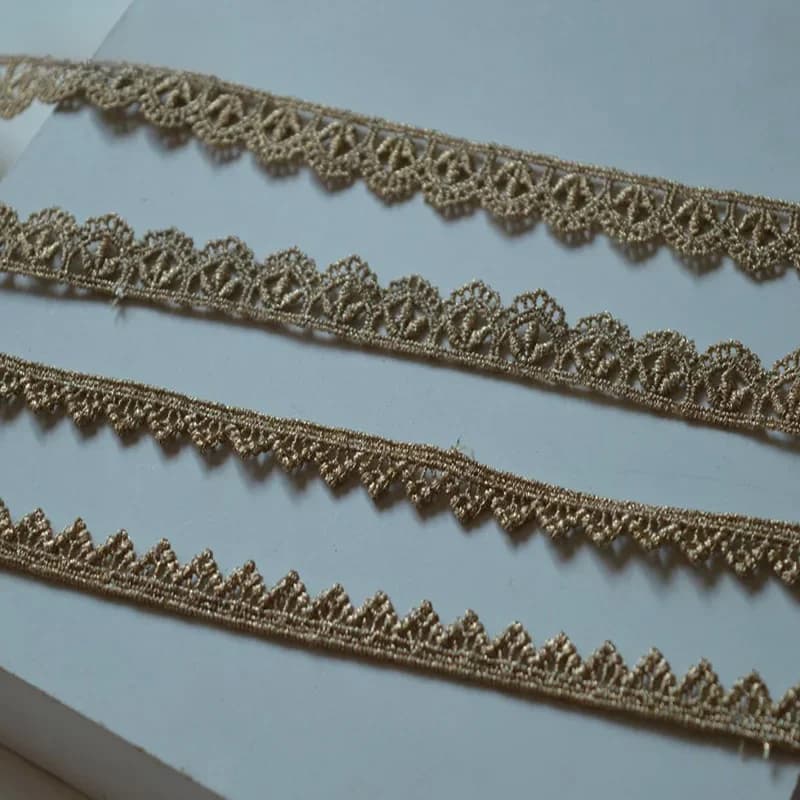 Robe de Mariée en Dentelle Fluorescente, Broderie de Ligne Dorée, Accessoires de Garniture, Fleur Ondulée, 5YDS/uno, 1.2cm ou 1.8cm de Large