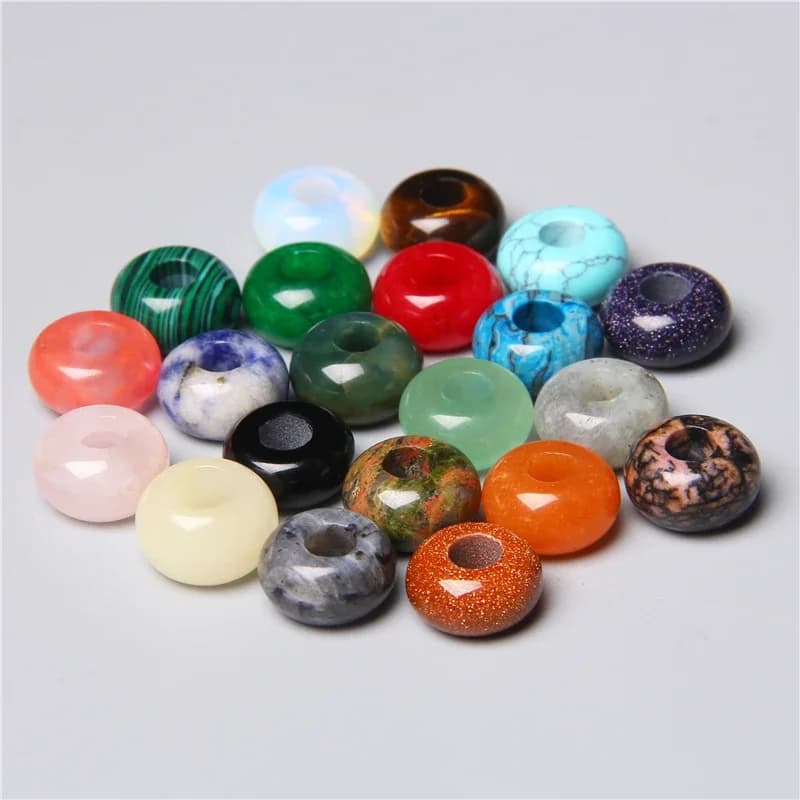 Perles rondes à grand trou de 12mm/14mm, breloques en pierre naturelle d'agates, perles à grand trou pour la fabrication de bijoux, accessoires de collier et de boucles d'oreilles