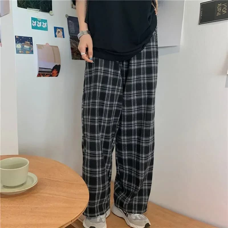 Pantalon à carreaux d'été/hiver pour hommes, pantalon droit décontracté, Harajuku, Hip-hop, S-3XL