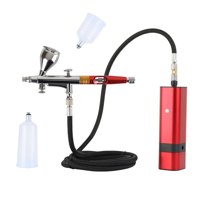 RIBO – Mini aérographe Portable Auto, pistolet supérieur avec compresseur, Kit silencieux, gâteau d'art, modèle d'ongle, peinture, tatouage, outil de manucure