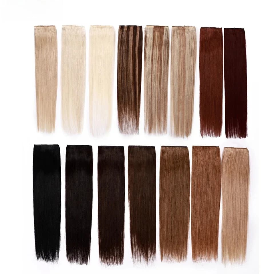 S-noilite 1 pièce dans 5 clips 100% extensions de cheveux humains droites brésiliennes clair brun foncé # 1B # 4 # 6 # 613 blonde non-remy 40g-60g
