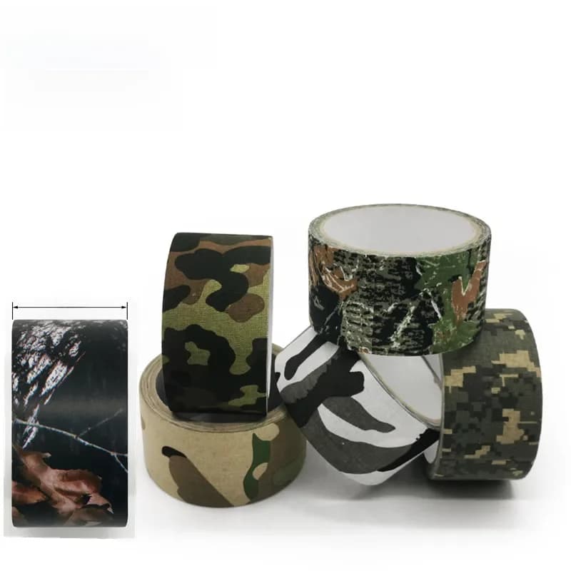 Ruban de camouflage extérieur 5M, adhésif imperméable pour la chasse, bande de camouflage militaire, 0,05m x 5m / 2 pouces x 196 pouces
