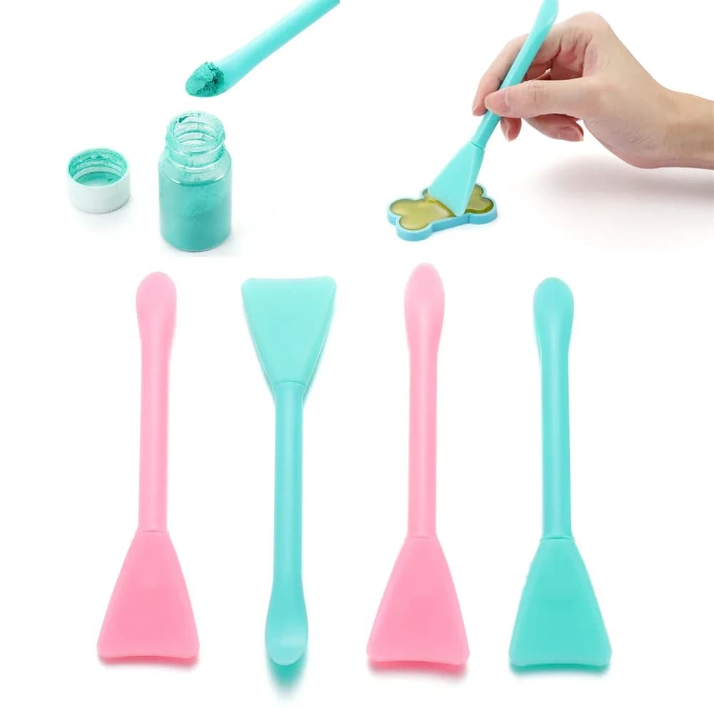 Brosse à remuer multifonction en Silicone souple, cuillère à poudre, outils en résine époxy pour bricolage, moule en résine, colle facile à nettoyer, 2/5 pièces