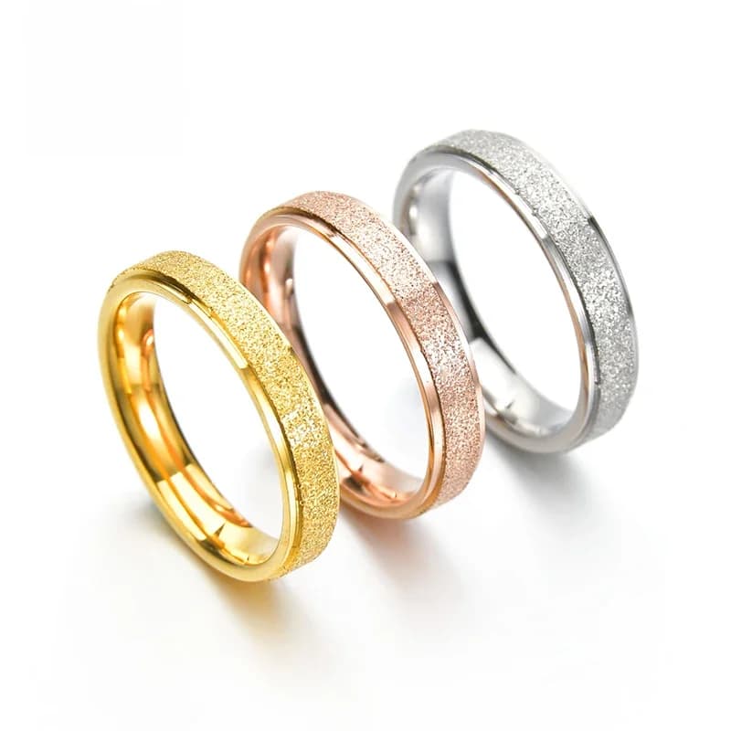 Letdiffery – bagues pour femmes de 4mm, en acier inoxydable givré, bijoux de style simple pour filles, livraison directe