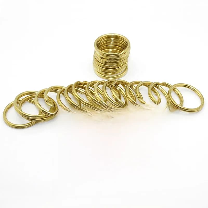 5 pièces, anneaux fendus en laiton massif, porte-clés à double boucle, 10-35 mm, porte-clés, accessoires pour travaux manuels en cuir, matériel pour bricolage.