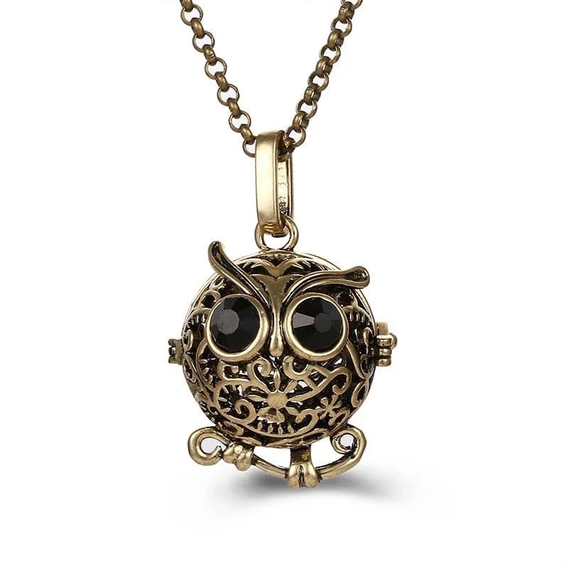 Nouveau-Mexique carillon musique boule appelant 4 couleurs hibou pendentif Vintage grossesse arôme collier huile essentielle diffuseur médaillon bijoux