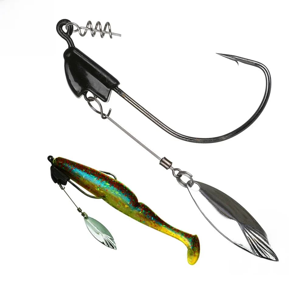 3 pièces/sac 5.5g 6g 6.5g 7.5g 9.5g crochet de gabarit de pêche avec cuillère rotative pour poisson souple wobbler swimbaits leurre