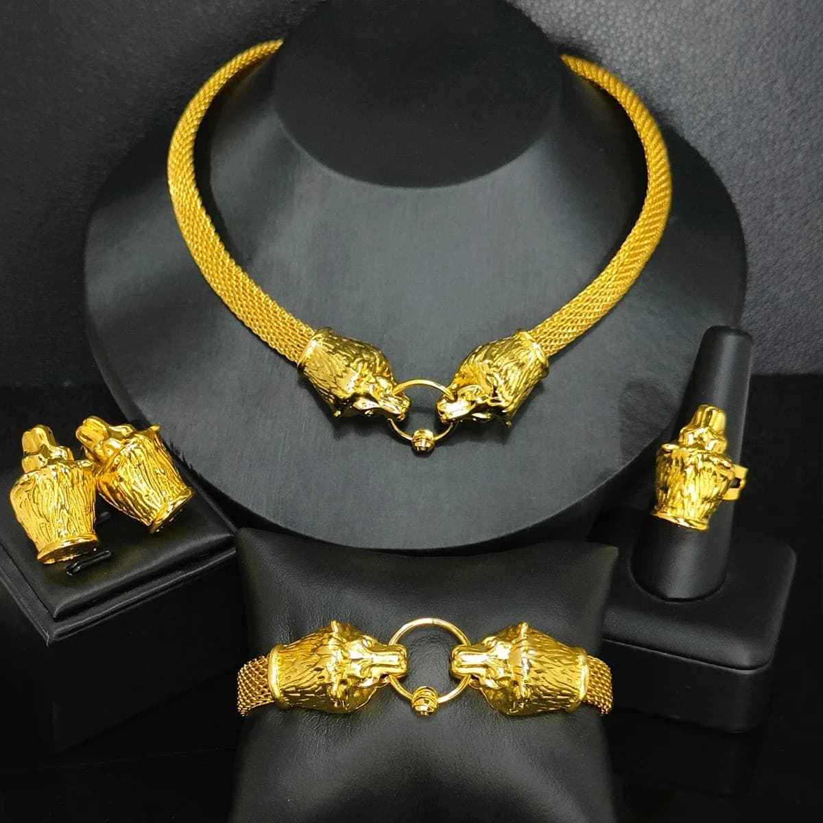 ANIID Dubai ensembles de bijoux africains pour femmes grand Animal indien 24K couleur or bijoux nigérian collier bague boucle d'oreille mariage