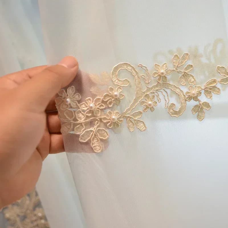Rideaux en tulle brodés de perles de luxe, taille personnalisée, ULde fleurs, gaze de broderie, rideaux de fenêtre, salon, chambre à coucher