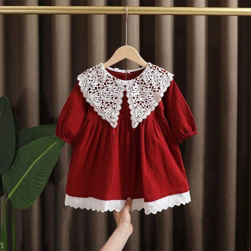 Printemps bébé fille vêtements dentelle à manches longues robe costume pour enfant en bas âge fille bébé anniversaire enfants vêtements robes longues droites robe