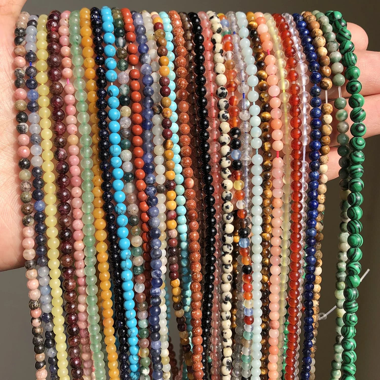 Perles en pierre naturelle Agates Jades Howlite cristal rond poney petites perles pour la fabrication de bijoux perles bracelet à bricoler soi-même 2mm 3mm 4mm 15''