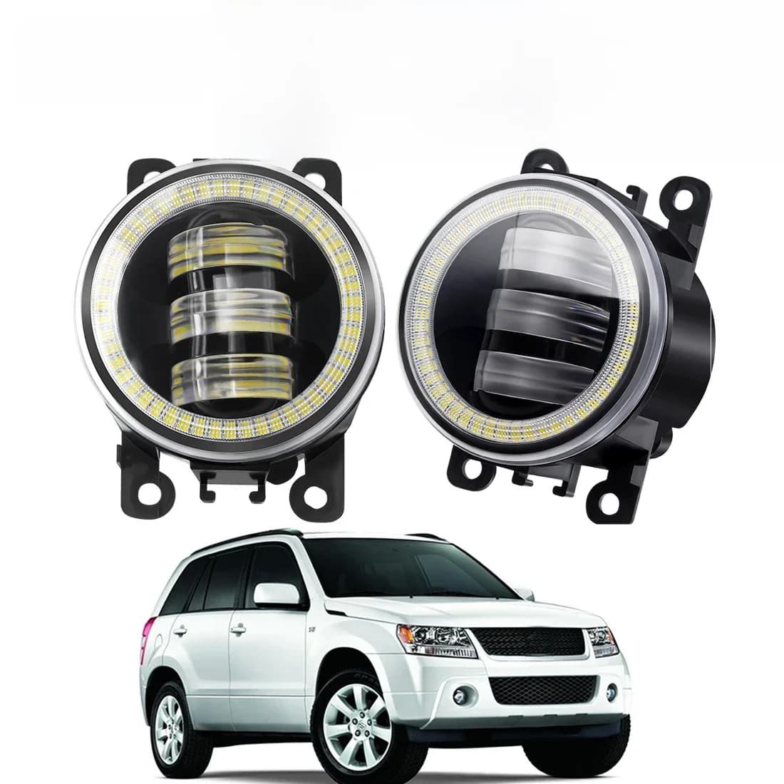 2 X ensemble de phares antibrouillard Angel Eye pour Suzuki Grand Vitara 2/II JT 2005-2015 lentille LED de voiture lampe de conduite antibrouillard DRL 30W 6000LM 12V