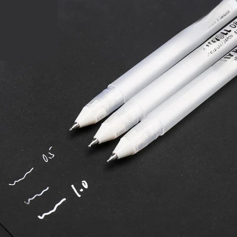 1 stylo gel Sakura Gelly Roll couleur blanche 0,5/0,8/1,0 mm, marqueur haute luminosité, stylo pour peinture artistique sur carton noir, stylos à ligne blanche