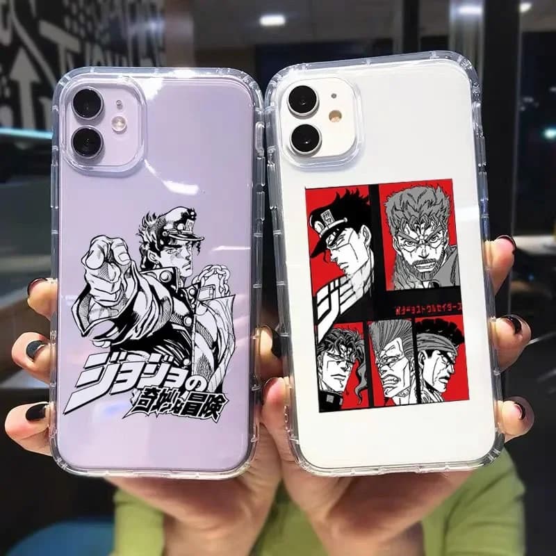 JAMULAR JoJo's Bizarre Adventure Coque de téléphone transparente pour iPhone 11 12 13 Pro X XS MAX XR SE20 7 8 6Plus Mignon Anime Coque Souple