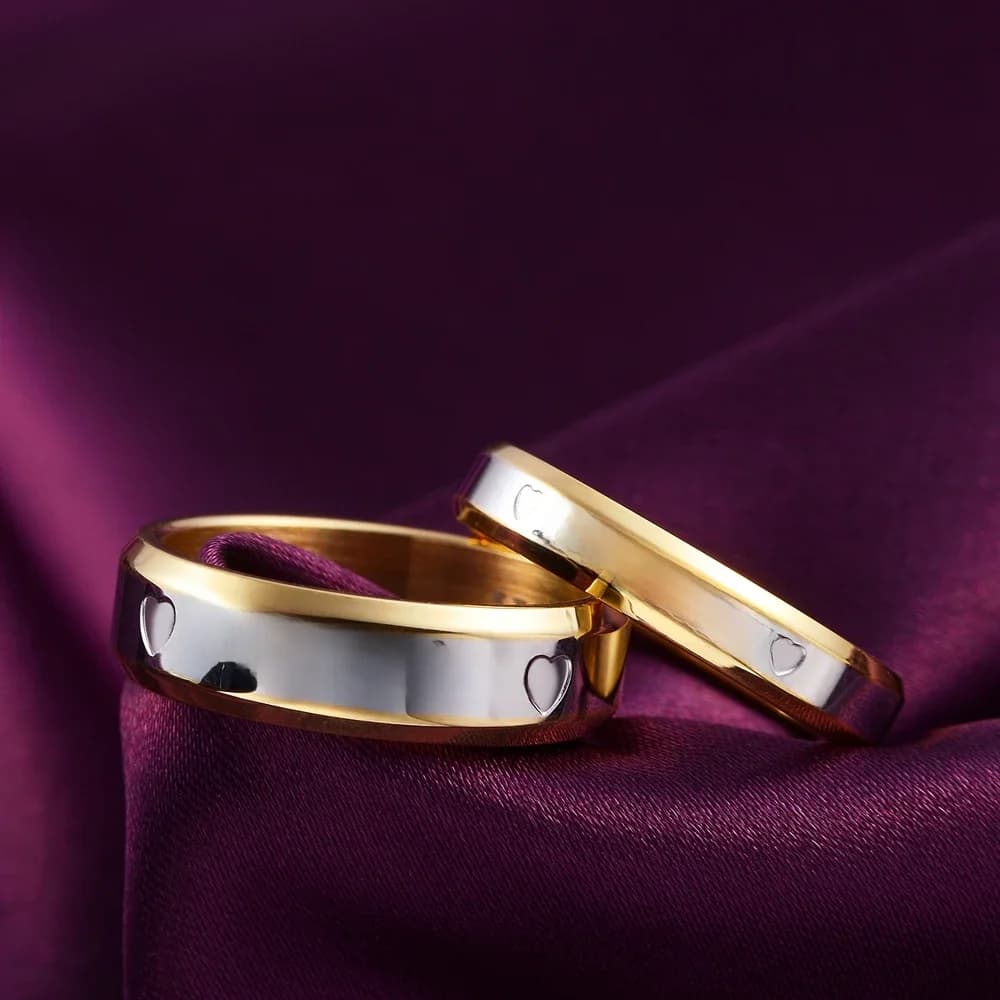 Bijoux fins plaqué or 18 carats en argent Sterling, bagues de Couple en forme de cœur pour femmes et hommes, taille 6 7 8 9 10, cadeaux de fiançailles et de mariage