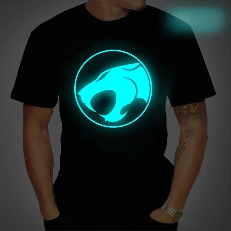 ThunderCat T-shirt lumineux hommes mode décontracté à manches courtes col rond hauts hommes vêtements Hipster brillant ThunderCat T-shirt