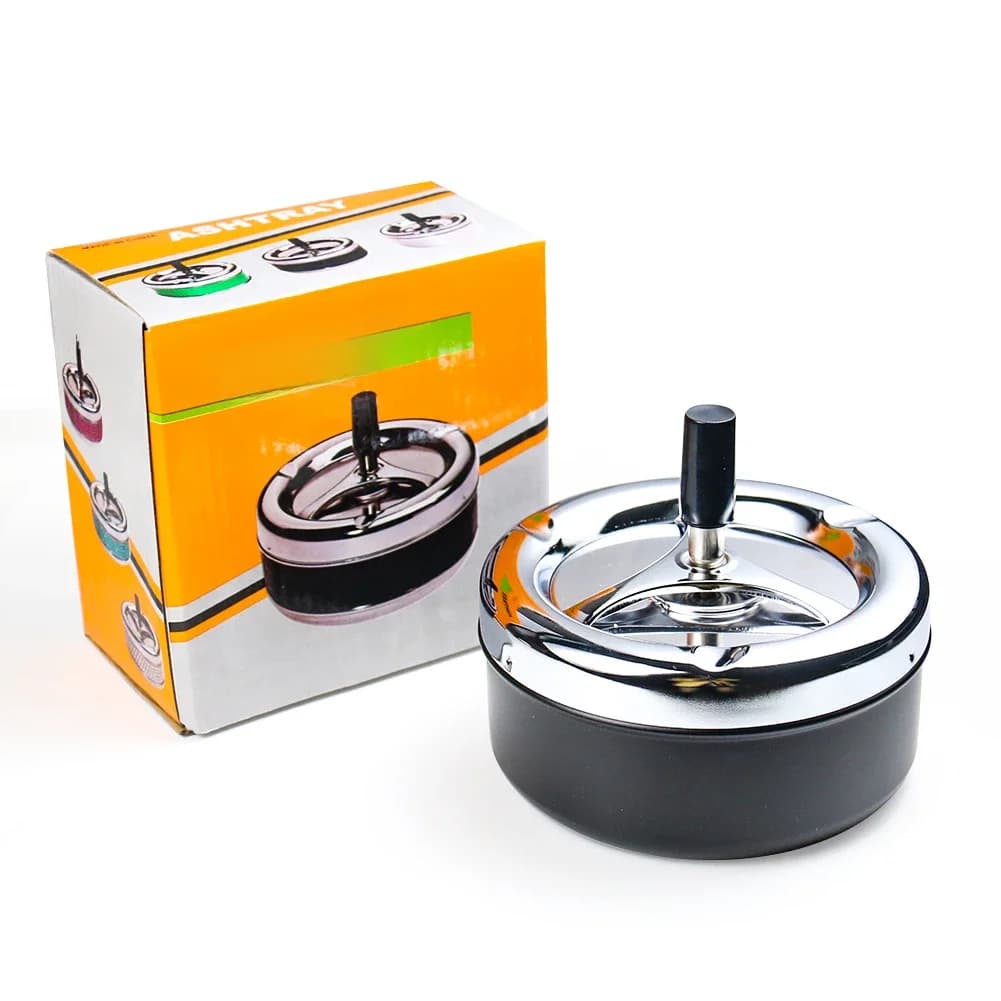 Cendrier rond Laguna en métal avec couvercle, poussez vers le bas, escalade rotative, livres automatiques, accessoires pour fumeurs extérieurs portables
