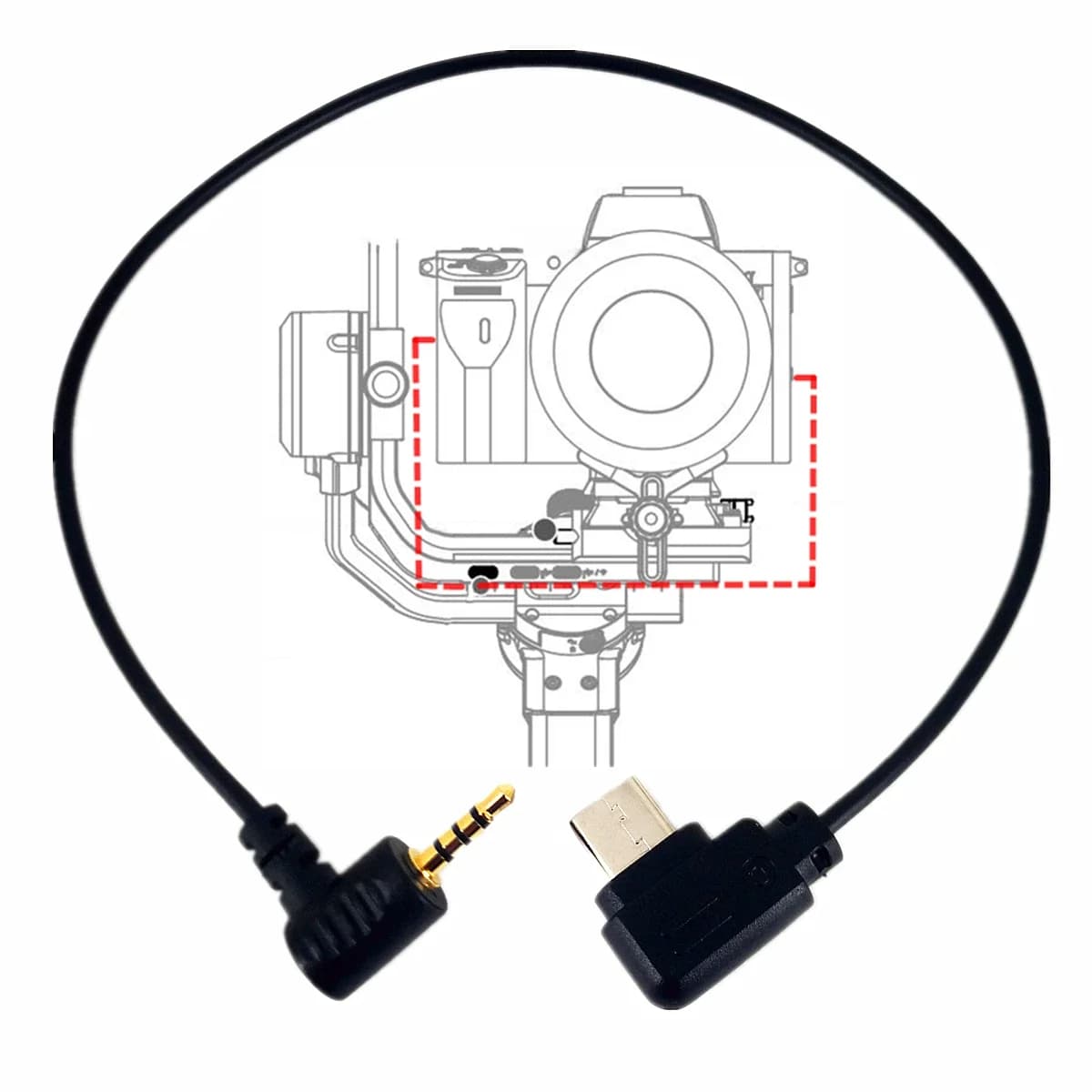 Câble de contrôle Type-C vers 2,5 mm L1 RSS pour appareils photo Panasonic GH6 GH4 GH3 G95 et DJI RSC2 RS4 RS3 Pro RONIN-SC Ronin RS5 Type-C USB-C
