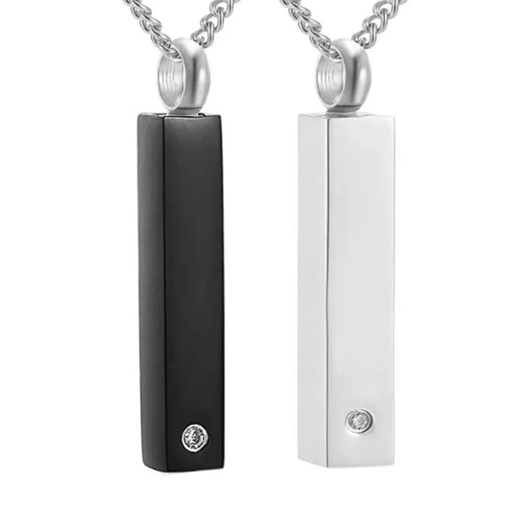 Conteneur de barre cubique verticale en acier inoxydable personnalisé, pendentif commémoratif, collier souvenir de cendres, bijoux de crémation hypoallergéniques