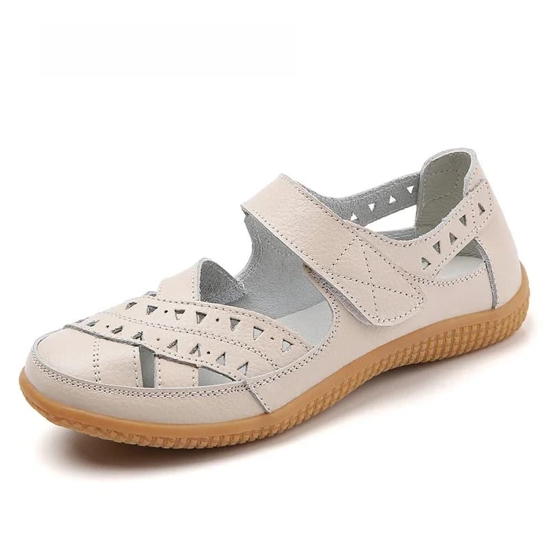 WOIZGIC – sandales en cuir véritable pour femmes, chaussures blanches ajourées, mocassins d'été, Cool, plage, grande taille 41 42