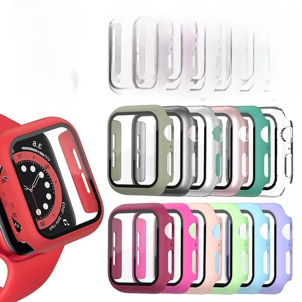 Verre et couvercle de montre pour Apple Watch, pare-chocs et protecteur d'écran, 45mm, 41mm, 44mm, 40mm, 42mm, 38mm, Iwatch SE, 9, 8, 7, 6, 5, 4, 3, 2, 256