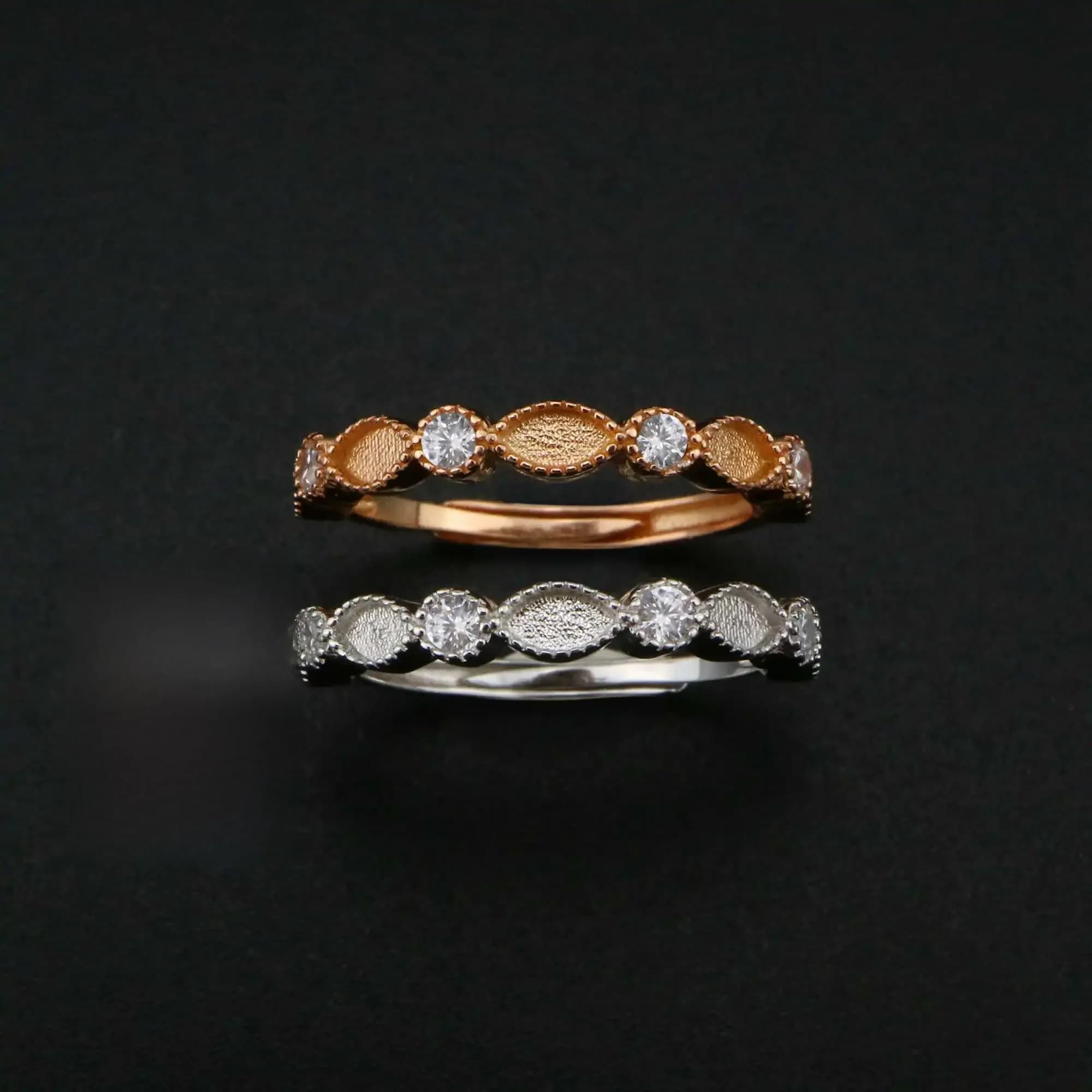 1 pièce, Bague en résine pour la conservation du lait maternel, en argent sterling 925 massif plaqué or rose, avec sertissage marquise 2x4MM et 2mm, 1294219