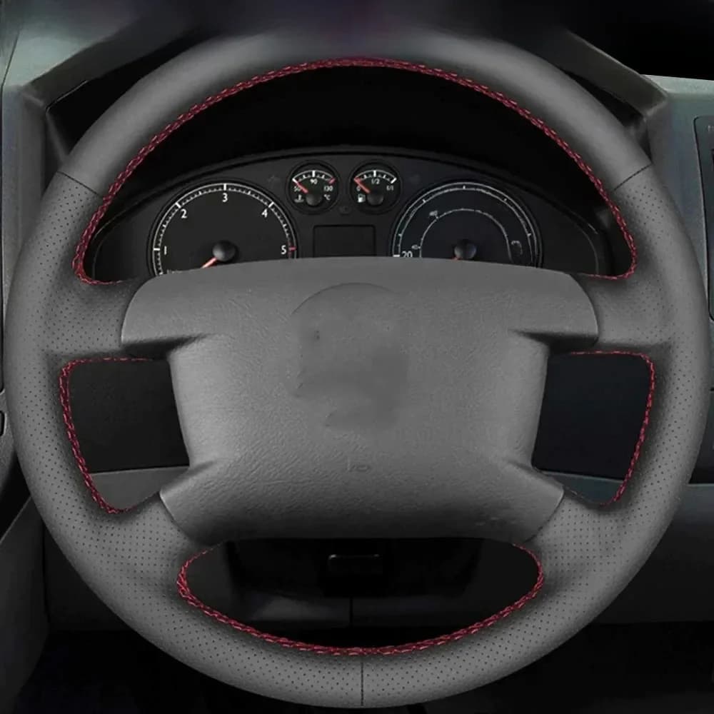 Housse de volant de voiture noire en cuir artificiel, bricolage, pour Volkswagen VW Caddy 2003 – 2006 Caravelle 2003-2009 Transporter T5 2006