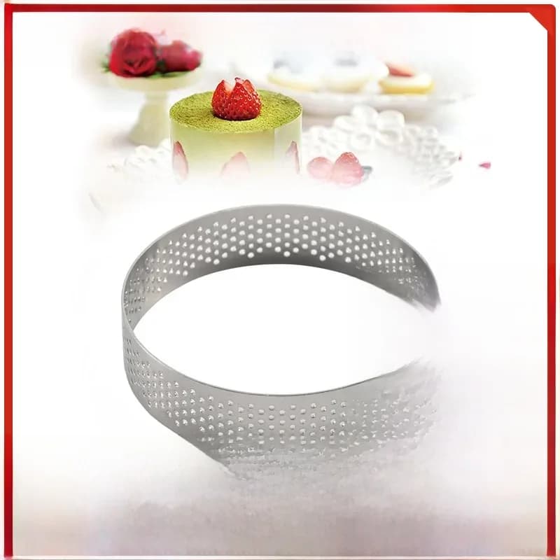 Tour à Tarte Circulaire en Acier Inoxydable, Moule à Gâteau, Outils de Cuisson Perforés, Anneau à Mousse, 8cm, 10 Pièces