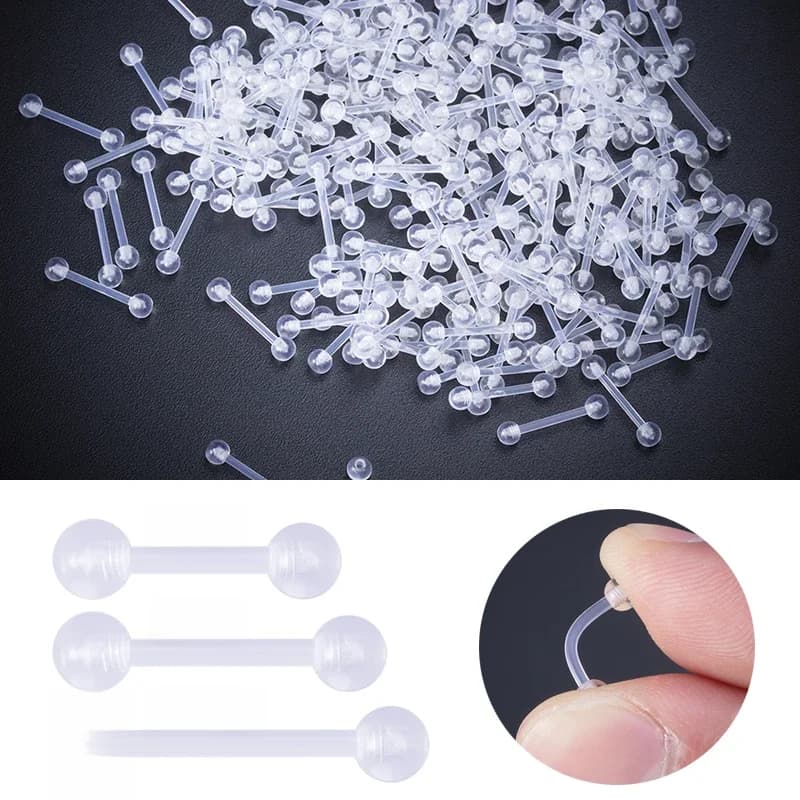 10 pièces barre acrylique transparente boucle d'oreille anneau à lèvres Flexible prévenir l'allergie oreille Cartilage Helix Piercing pour les femmes bijoux 6/8/10mm