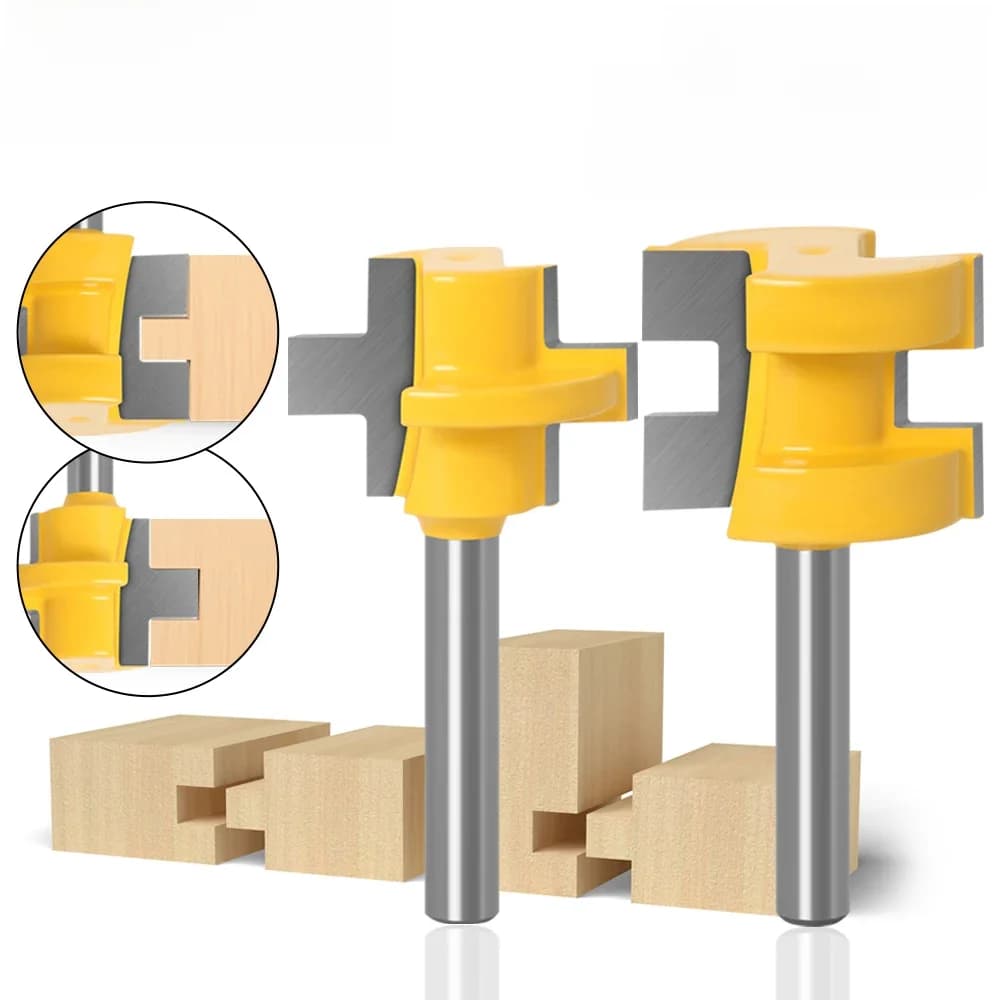 Lot de 2 mini fraises à rainurer et à rainurer croisée - Couteau à rainurer de 1/4'' (6mm, 8mm) pour le travail du bois, fraise à tenon pour outils de menuiserie