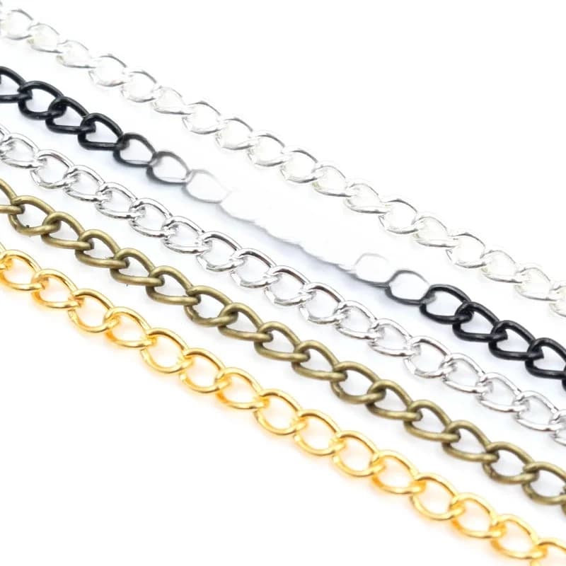 5 Mètres/lot 3x2mm 4x3mm Bronze Or Argent 5 Couleurs Plaqué Sans Soudure Fer Câble Chaînes DIY Bijoux Faisant Des Résultats Accessoires