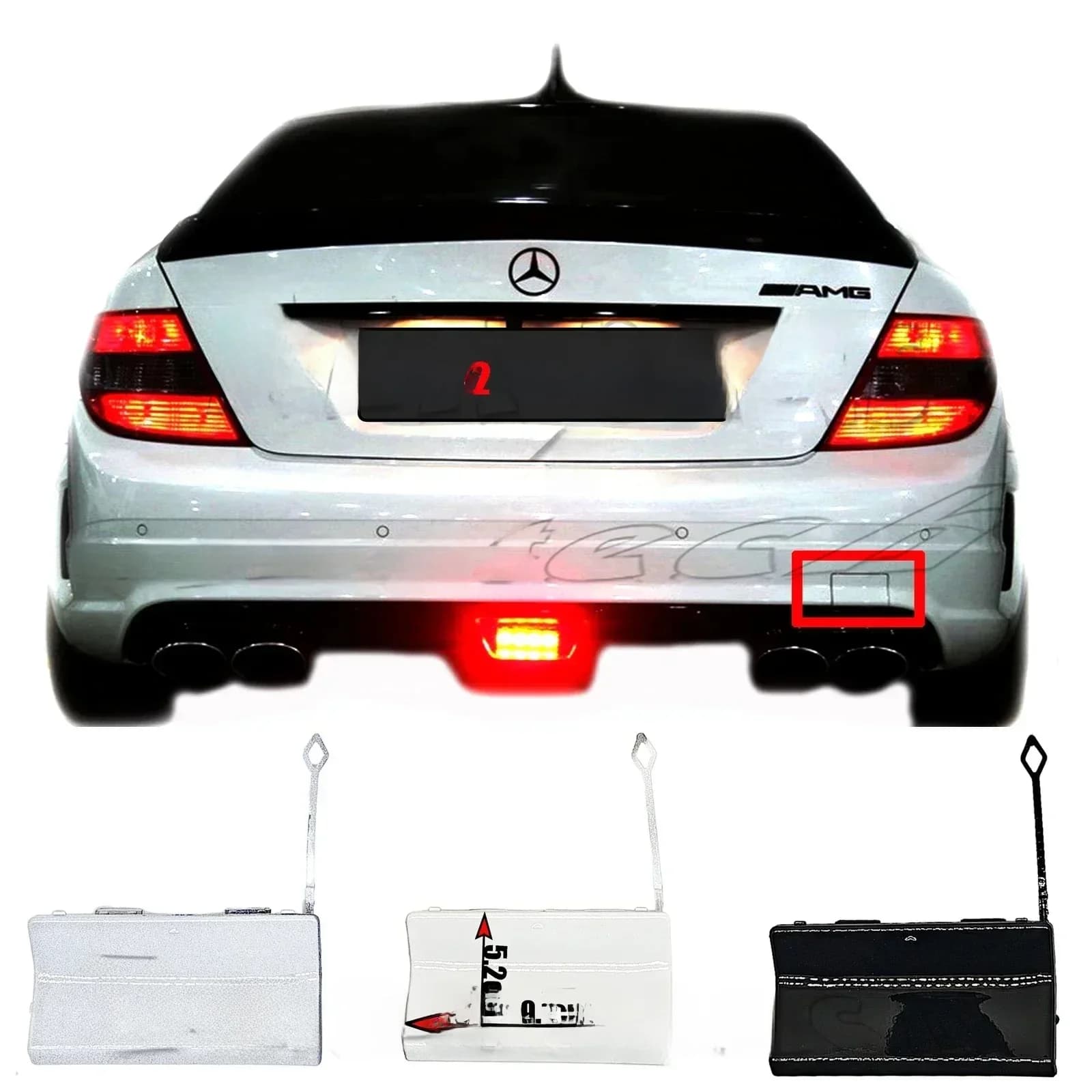 Couvercle de remorquage arrière A2048850226, adapté pour 07-10Mercedes Benz C W204 Sedan 180 200 220 230 250 280 300 320 350 amg pkg