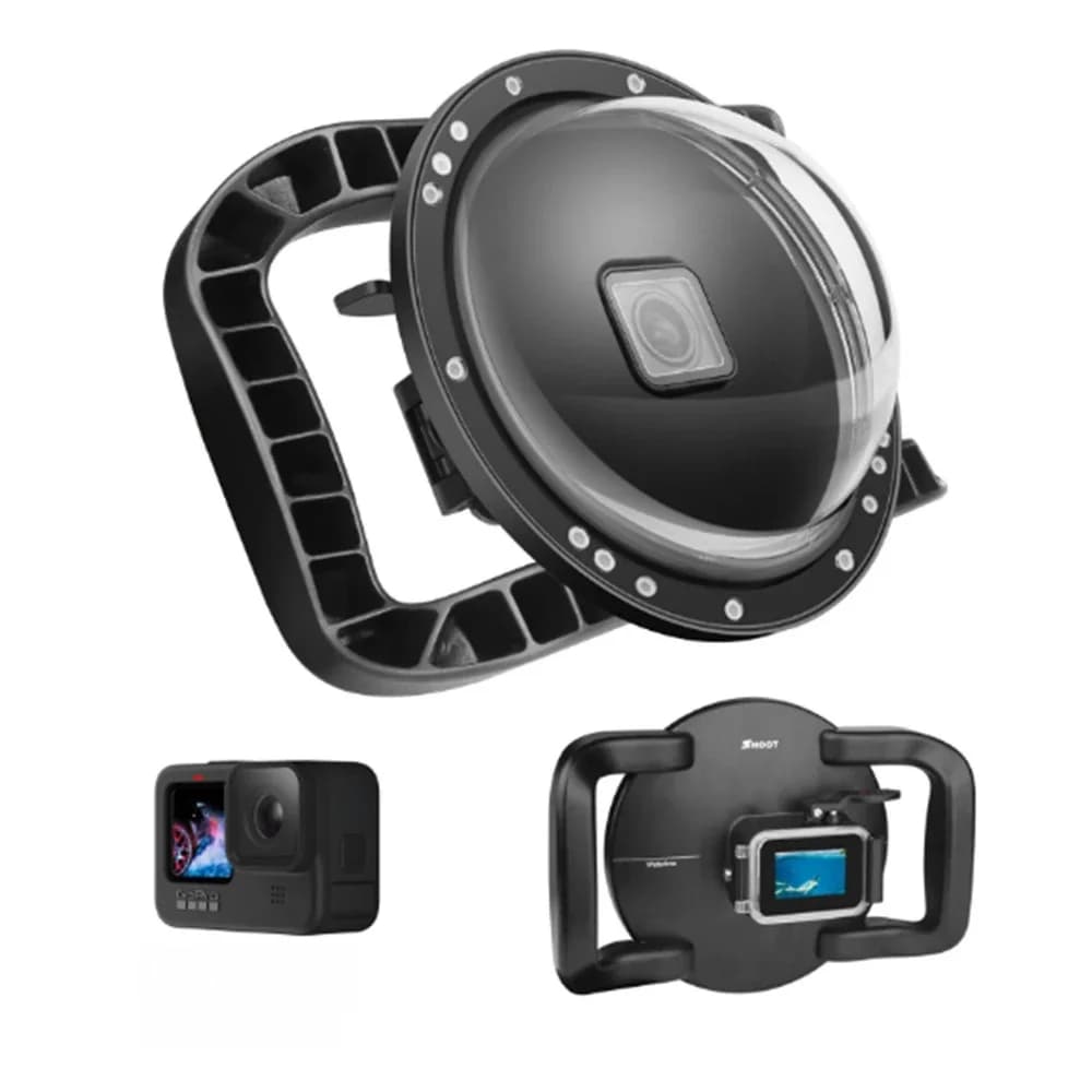 Port dôme de plongée sous-marine pour GoPro Hero 13/12/11/10/9, accessoires de caméra de Sport, déclencheur à double poignée, boîtier étanche, couvercle d'objectif