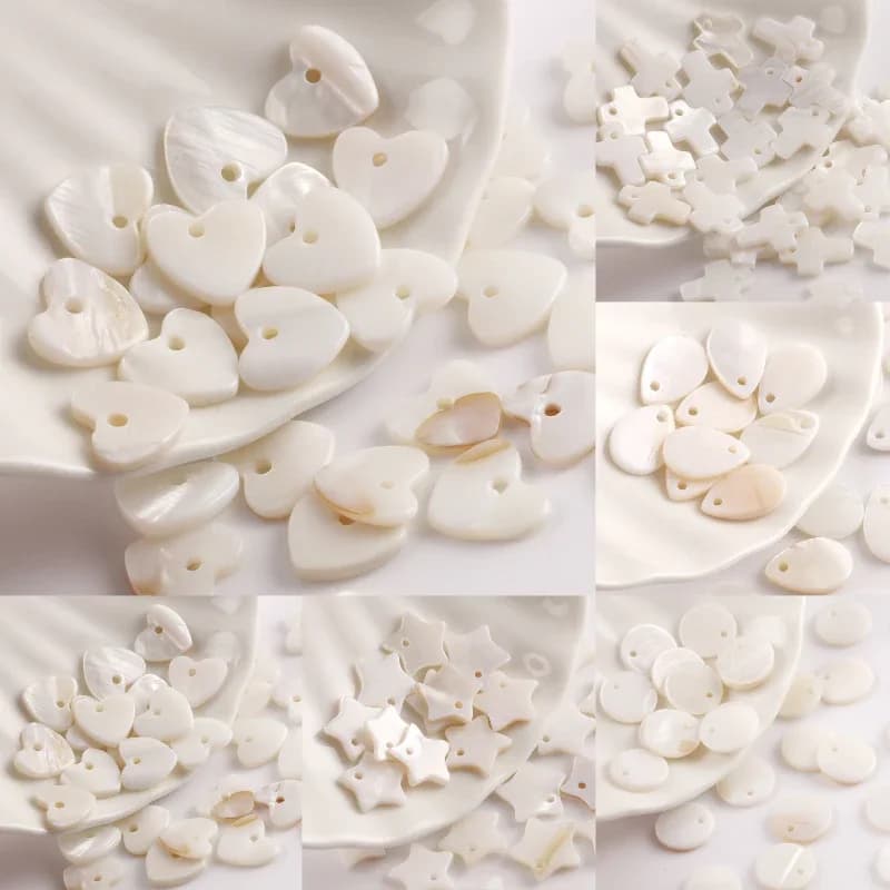 30 pcs/lot naturel blanc nacre coquille perles lâche rond coeur étoile coquille puce breloques perles pour Bracelet fabrication de bijoux