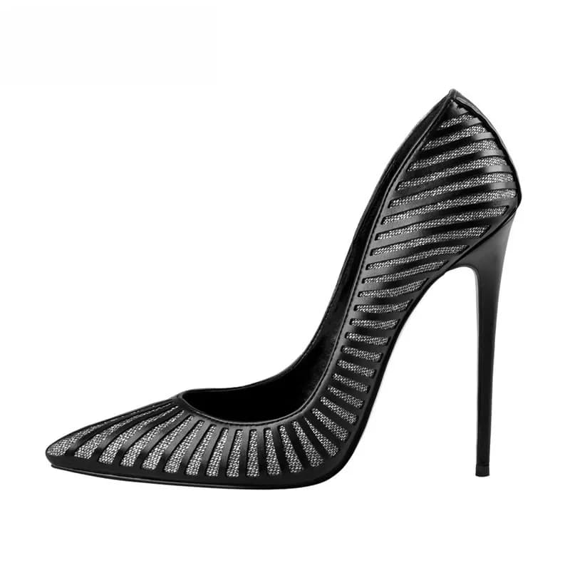 DALTolmaker Femmes 12CM Jolie tu Parker Talons Hauts Slip on Stiletto Escarpins Robe Soirée Bureau Classique StrihearPlus Grande Taille US5-15