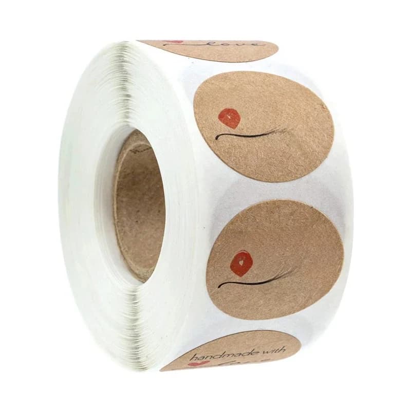 Zones de papier kraft faites à la main avec amour, autocollants, scrapbooking, enveloppe, sceau GT, autocollant attro, papeterie, 50-500 pièces