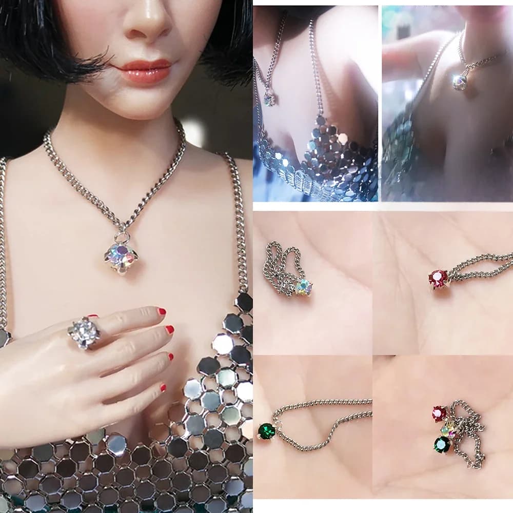 Collier claviculaire en diamant pour figurine d'action féminine, accessoires au beurre, modèle de bijoux, échelle 1/6, 12 po
