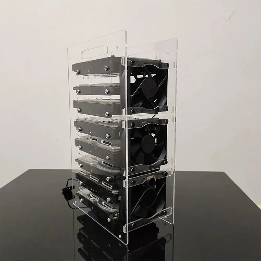 Support de boîtier de banc d'essai de disque acrylique transparent, ensemble d'étagères de boîtier de bricolage, disque dur 3.5 "HDD 3/4/6/10 couches en option