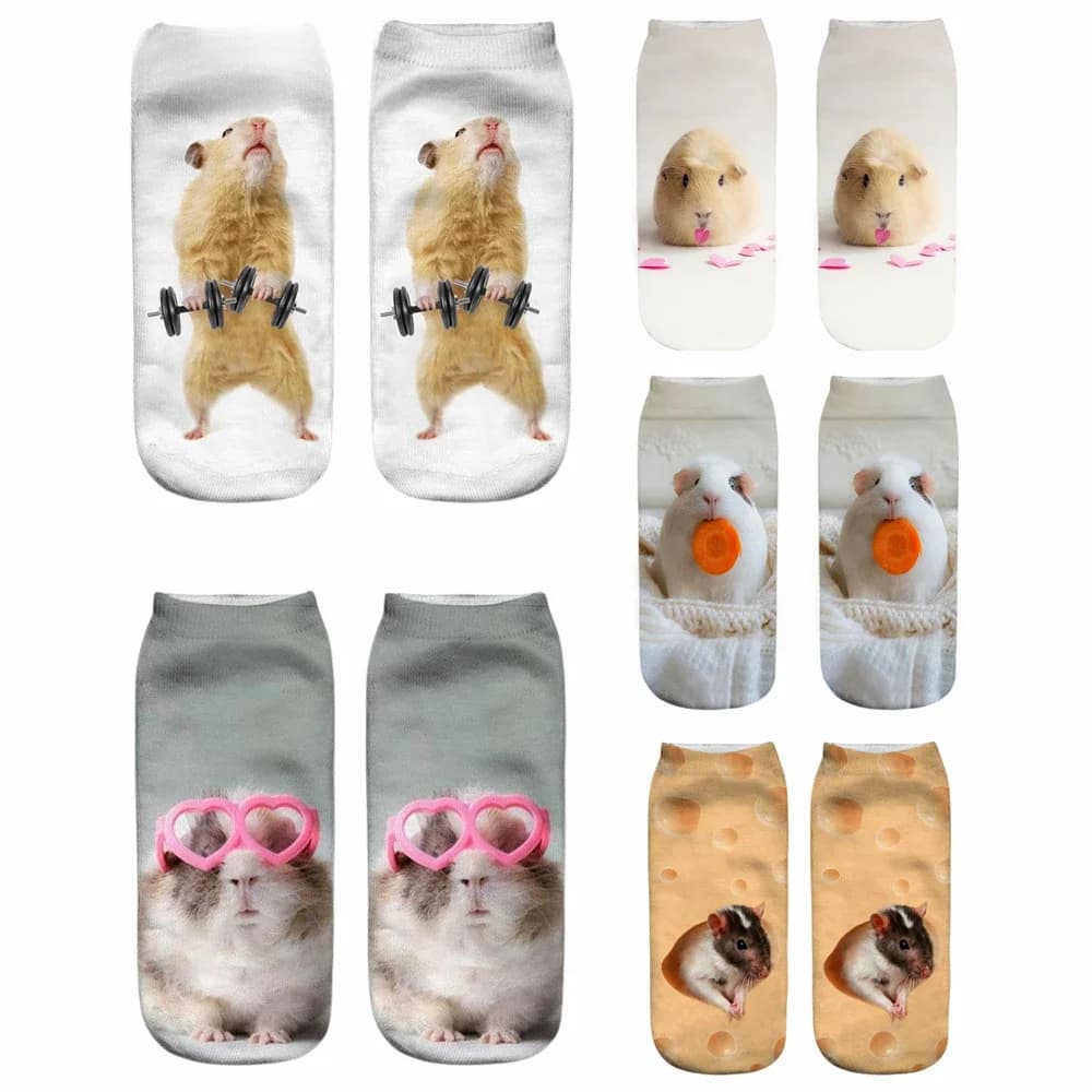 Nouvelle mode 3D imprimé souris Totoro chaussettes drôle Kawaii femmes mignon Animal Fitness Hamster Sokken livraison directe