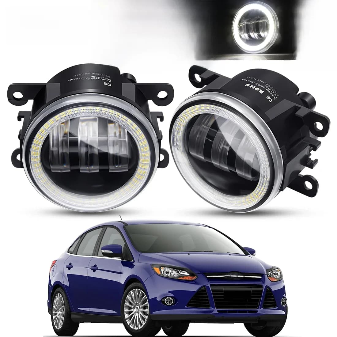Assemblage de phare antibrouillard Angel Eye pour Ford Focus, phare de conduite, pare-chocs avant de voiture, lentille LED, DRL, MK2, MK3, 2004-2015, 30W, H11, 12V, 2 pièces