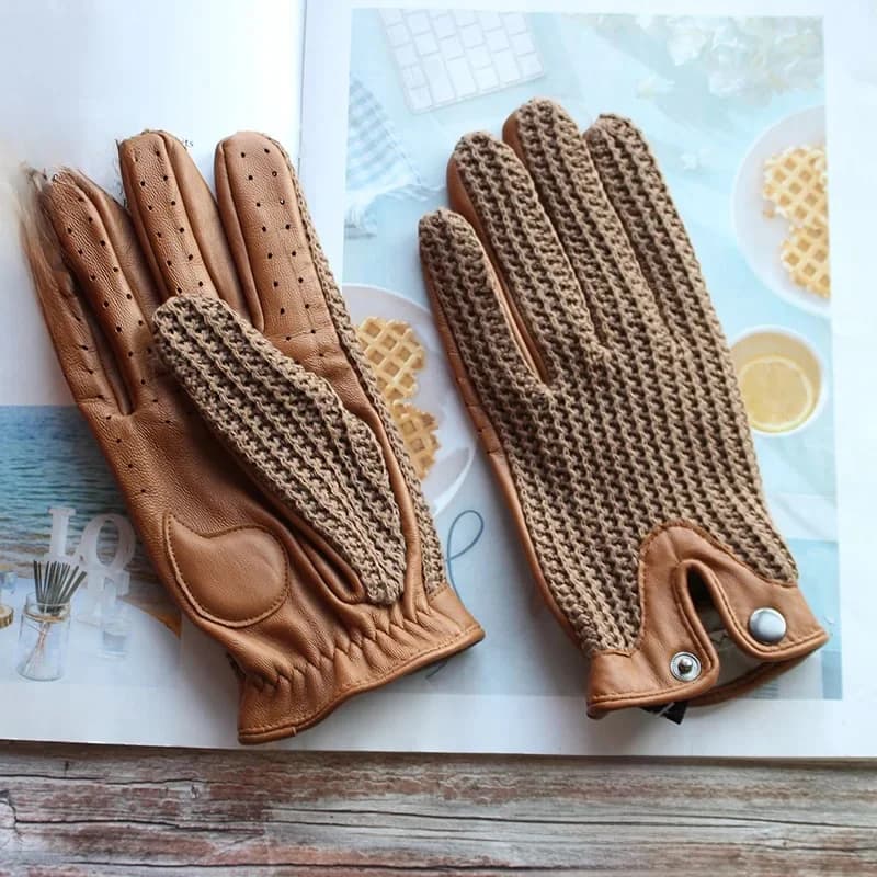 Gants de conduite pour hommes en cuir neuf de haute qualité, antidérapants, compatibles avec les écrans tactiles, en peau de mouton tricotée, respirants, pour la moto