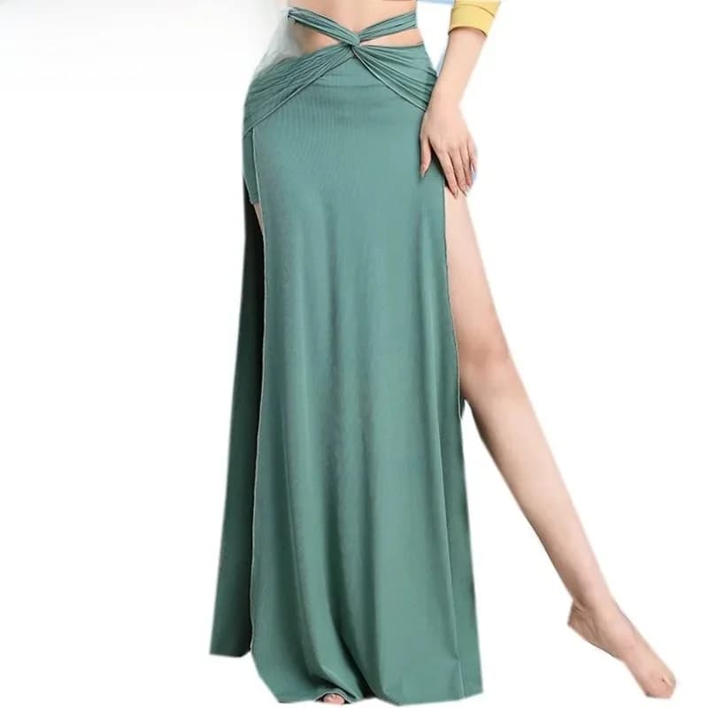 Jupe de danse du ventre sexy pour adultes, fendue sur le côté, vêtements de danse financièrement, mince, commandée avec sangle, nickel é, grande taille