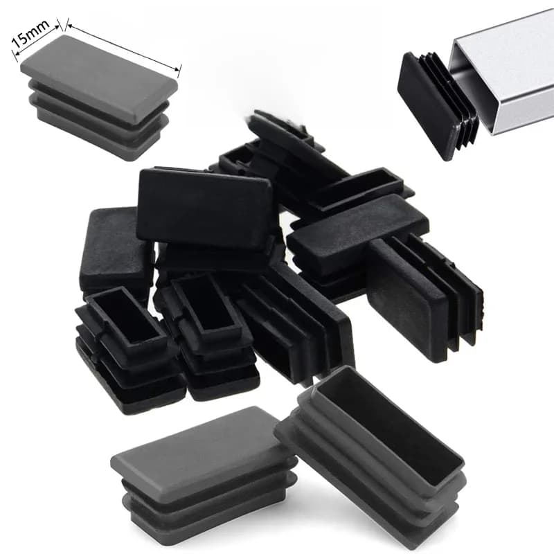 5/10 pièces carré en plastique noir obturateur embout Tube tuyau insérer bouchon bonde 10X20mm ~ 50X100mm