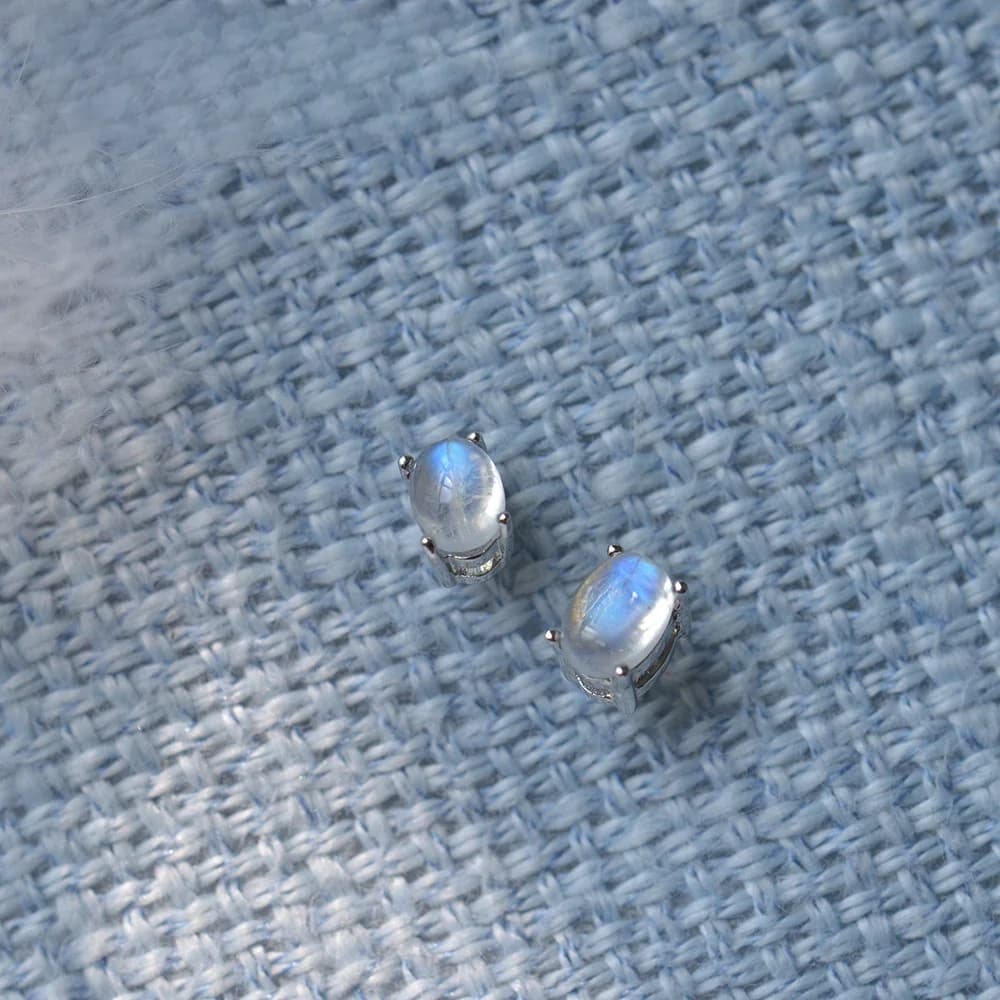 ITSMOS-Boucles d'oreilles en pierre de lune naturelle pour femme, clous en argent s925, pierre de clair de lune bleue, cadeau romantique délicat, bijoux AAA