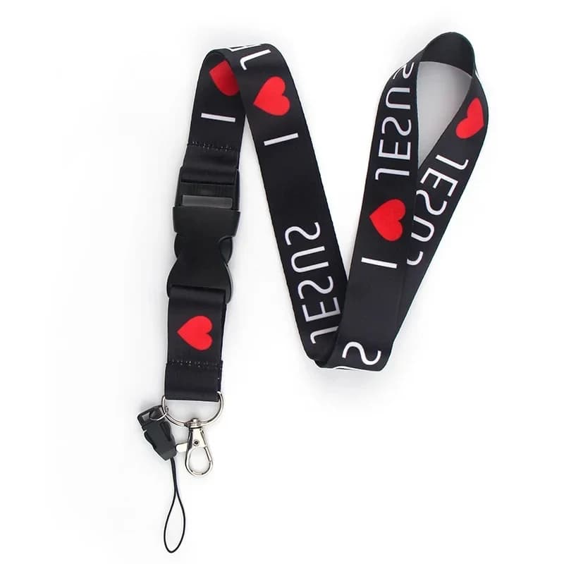 J'aime jésus dessin animé sangle de cou lanière pour clés carte d'identité porte-Badge sangles de téléphone portable corde porte-clés ruban de sangle