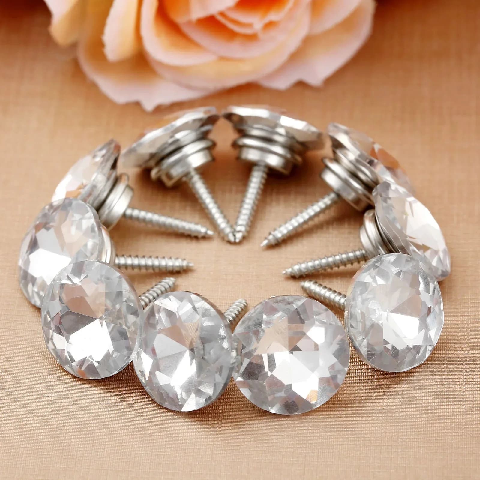 10 pièces 20mm punaises de rembourrage en cristal diamant brillant cristal verre tapisserie clous bouton punaises goujons broches canapé décoration murale