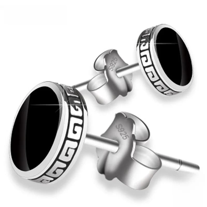 ZDADAN 925 argent Sterling 6mm 8mm noir rond boucles d'oreilles pour femmes bijoux accessoires en gros