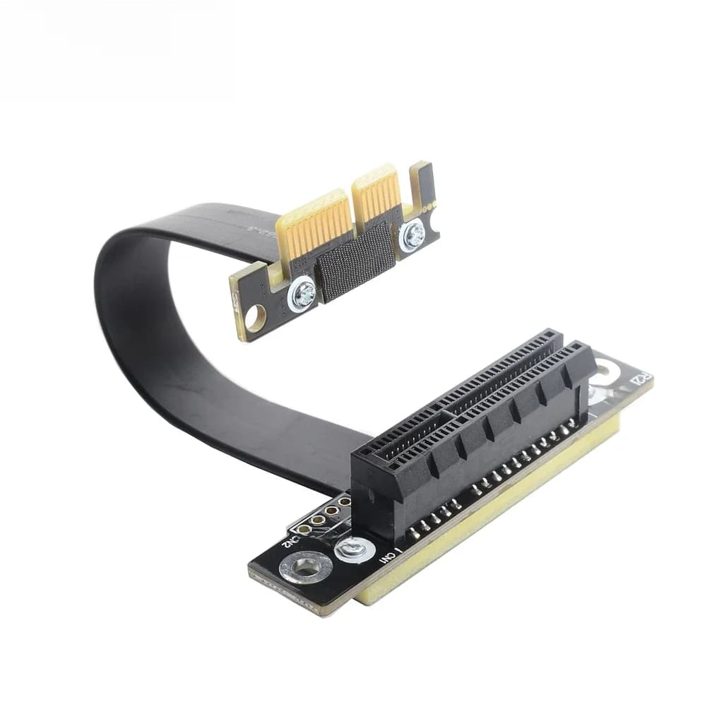 Câble Riser PCIe 3.0 X1 Mâle vers X4 Femelle avec Blindage EMI 8 Gbit/s, Rallonge Riser PCI-E 1x vers 4x, Câble Ruban Coudé Droit
